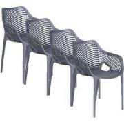 Garden Impressions Air XL kunststof tuinstoel - donker grijs - 4 stuks