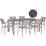 GROSSETO  - Tuinset met 6 stoelen- Beige/Grijs - Graniet