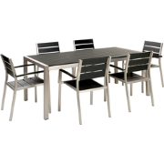 VERNIO  - Tuinset voor 6 - Zwart/Zilver - Kunsthout