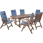 AMANTEA - Tuinset voor 6 - Donkerhout/Blauw - Acaciahout