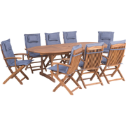 MAUI  - Tuinset voor 8 - Lichte houtkleur/Blauw - Acaciahout