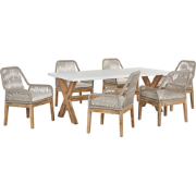 OLBIA  - Tuinset voor 6 stoelen - Wit/Beige - Vezelcement