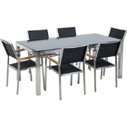 GROSSETO  - Tuinset voor 6 - Zwart - Veiligheidsglas