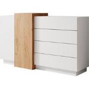 Meubella - Dressoir Three - Wit - Eiken - 160 cm