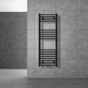 Badkamerradiator met middenaansluiting 400x1200 mm zwart mat recht met...
