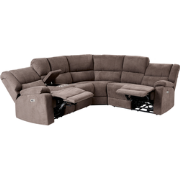 ROKKE - Hoekbank elektrisch verstelbaar - Bruin - Polyester