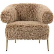 PTMD Hair Brown Fauteuil Gold Metal Base
