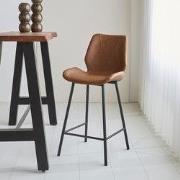 Beau Industriële Barkruk Cognac Kunstleer – 62 cm Zithoogte - Zonder A...