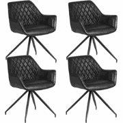 Set van 4 Industriële Eetkamerstoelen Gian Zwart - Met Armleuningen