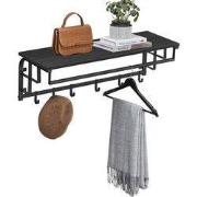 MAZAZU Wandkapstok met Hoedenplank – Zwart – 30 × 88 × 27 cm