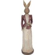 Clayre & Eef Decoratie Beeld Konijn 9x9x35 cm Bruin Kunststof