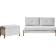 EDLAND - Slaapbank en opbergbankje set - Lichtgrijs - Polyester