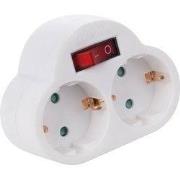 Tussenstekker met aan/uit-schakelaar 2 stopcontacten randaarde