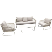 Bara 4 piece lounge set aluminium salix/rope salix/flax beige