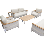 Wadi sofa set camel sand/teak incl. natural mixed weave kussens