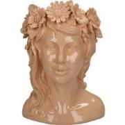 Vaas Dame Bloemen Polyresin Perzik 17x15x23.5 cm