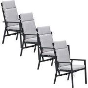 Garden Impressions Kasper tuinstoel verstelbaar donker grijs - 4 stuks
