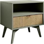 Meubella - Nachtkastje Essence - Groen - Licht eiken