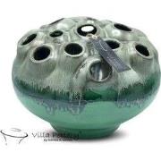 Villa Pottery  Donker Groen Reactive schaal vaas  - H22