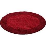 Tapijtenloods Basic Rond Shaggy Kader vloerkleed Rood Hoogpolig- 120 C...