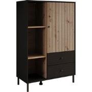 Meubella - Vitrinekast Charles 1 - Zwart eiken - 87 cm