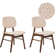 ELAINE - Eetkamerstoel set van 2 - Lichtbeige - Donker hout/Bouclé