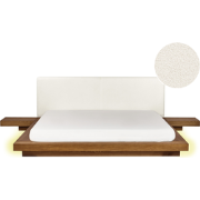 ZEN - Tweepersoonsbed met LED - Lichthout - 180 x 200 cm - Bouclé