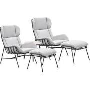 Garden Impressions Fresno loungestoelen donker grijs - Lucas bijzettaf...