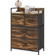 4goodz Ladekast met 4 Stoffen Laden - 60x29x85cm - Bruin/Zwart