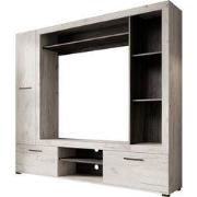 Meubella - Wandmeubel Loni - Wit eiken - Zwart eiken