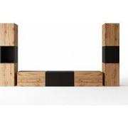 Meubella - Wandmeubel Bonzo 3 - Eiken - Zwart