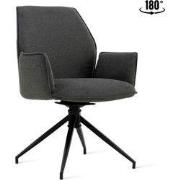 Eetkamerstoel Jill Linnen Antraciet - 90 cm x 63 x 63 cm - Linnen-look