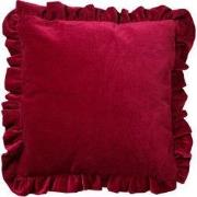 YARA - Sierkussen 45x45 cm - 100% katoen - velvet - met ruches - Red P...