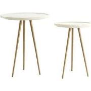 Light & Living - Bijzettafel PRATO - Ø43x53 cm - Wit - Set van 2