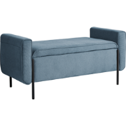 LEWES - Opbergbankje - Blauw - Stof