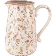 Clayre & Eef Decoratie Kan 21x14x23 cm Roze Beige Keramiek Bloemen