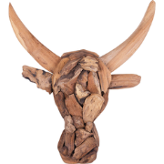 BULL HEAD  - Wanddecoratie - Lichte houtkleur - Teakhout