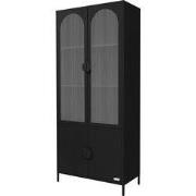 Vitrinekast 80x185x40 cm zwart met 4 opbergvakken & 4 deuren Vitrineka...