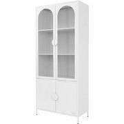 Vitrinekast 80x185x40 cm wit met 4 opbergvakken & 4 deuren Vitrinekast...