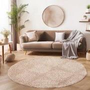 Tapijtenloods Basic Rond Shaggy vloerkleed Beige Hoogpolig- 200 CM RON...