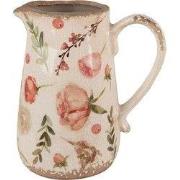 Clayre & Eef Decoratie Kan 17x12x18 cm Beige Roze Keramiek Bloemen