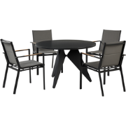 OLMETTO/BUSETTO - Tuinset voor 4 - Zwart - Aluminium