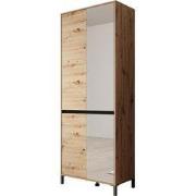 Meubella - Finta - Schoenenkast met spiegel - Eiken - 80x40x206 cm