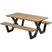 Picknicktafel hardhout metalen frame 180x160 cm
