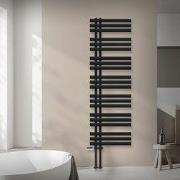 Design badkamer radiator Ijzer EM 500x1600 mm zwart mat met thermostat...