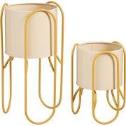 Mica Decorations Donau Bloempot op Standaard – Set van 2 – Plantenpot ...