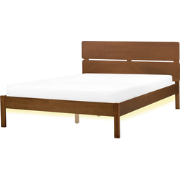 BOISSET  - Bed met LED - Donkerbruin - 140 x 200 cm - Rubberhout