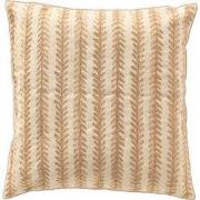 ZILA - sierkussen 45x45 cm - bladmotief - Almond Buff - bruin, beige