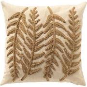 AMIR - sierkussen 45x45 cm - getuft bladpatroon - Natural - beige