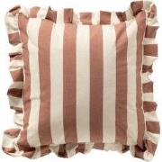 BELLA - sierkussen 45x45 cm - gestreept - ruches - Old Rose - roze